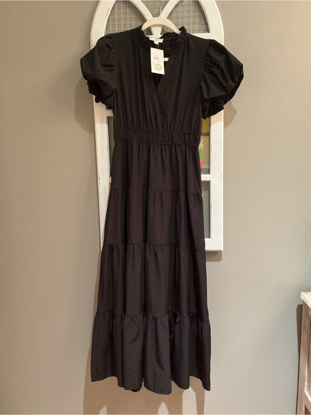 entro Black Ruffle-Neck Maxi Dress